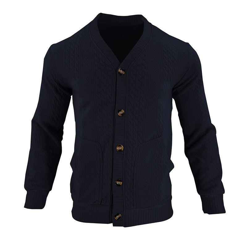 Herren Strickjacke mit hochwertigem Strukturmuster und modernen Knöpfen R&B