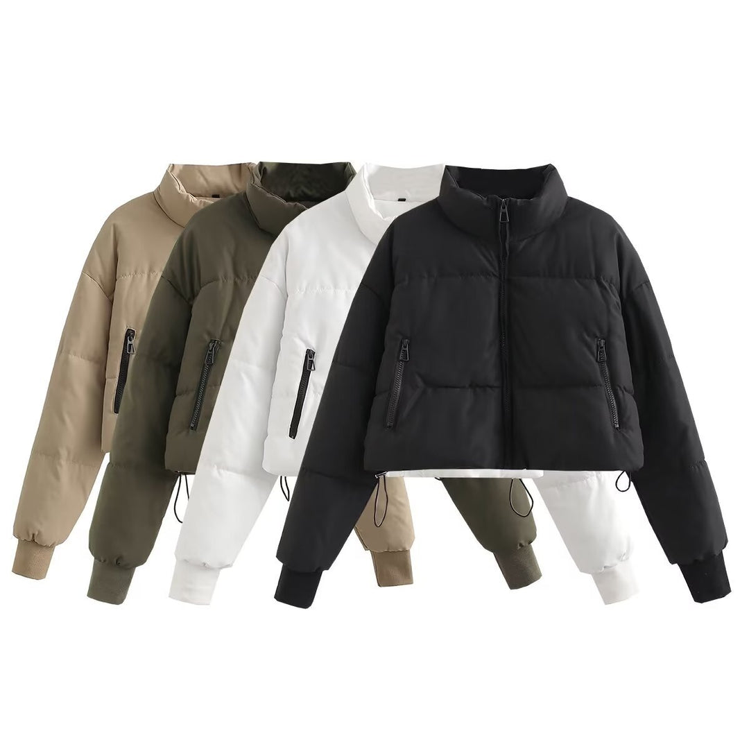 Damen cropped Steppjacke mit hochschließendem Kragen und praktischen Reißverschlusstaschen R&B