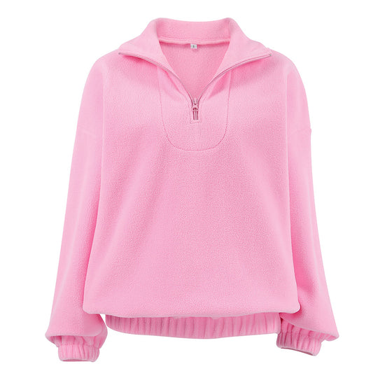 Damen Hochwertiger Fleece-Pullover mit kurzem Reißverschluss R&B