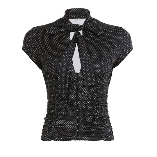 Damen elegant geschnittenes Oberteil mit raffinierten Rüschendetails und modischen Schleifen R&B