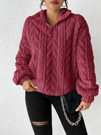 Damen Fleece Pullover mit hohem Kragen und strukturiertem Design R&B