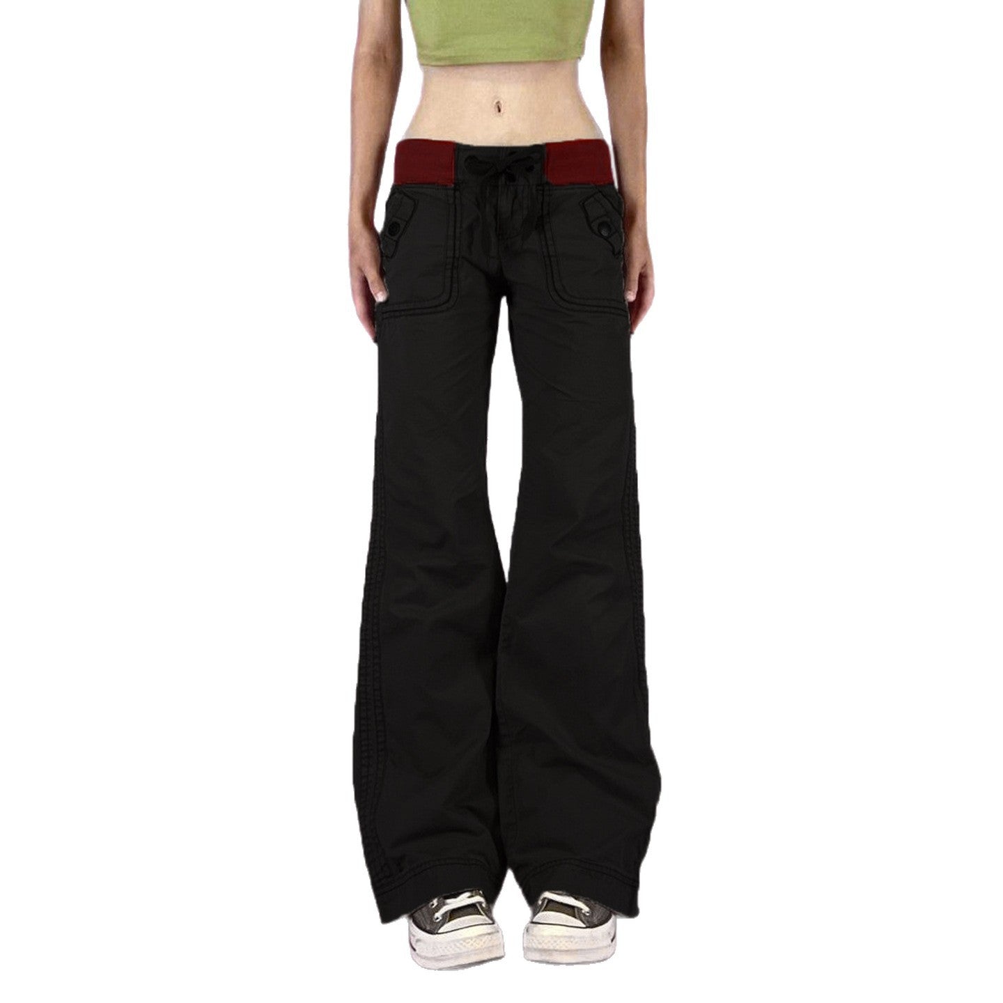 Damen Flared Pants mit modischem Taillengürtel R&B