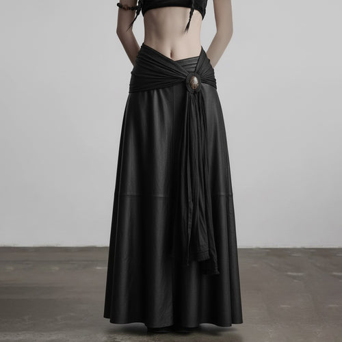Damen eleganter Satin-Abendrock mit raffinierten Rüschen und Spitzenakzenten R&B
