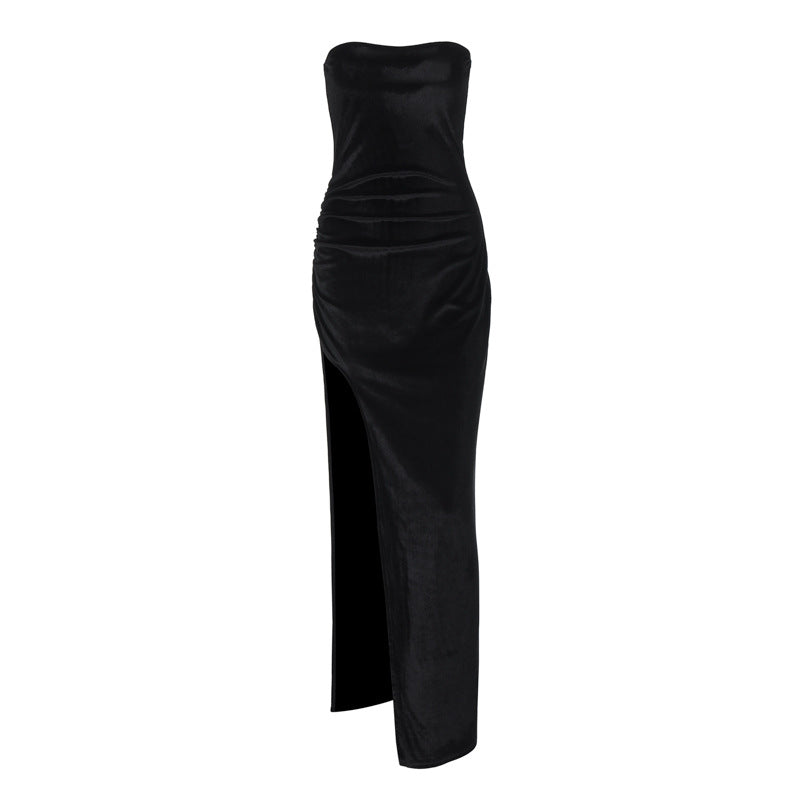 Damen Strapless Abendkleid mit eleganter Drapierung R&B