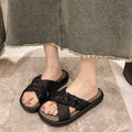 Damen Modische und bequeme Slipper mit verstellbarem Knoten-Riemen EB