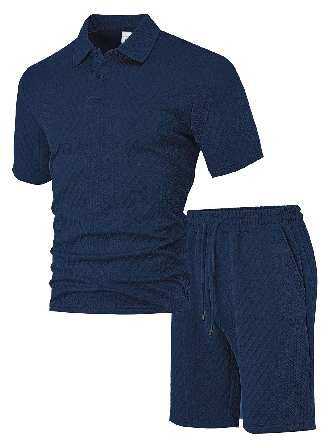 Herren nan strukturiertes Poloshirt- und Bermudashorts-Set aus gesteppter Baumwollmischung R&B