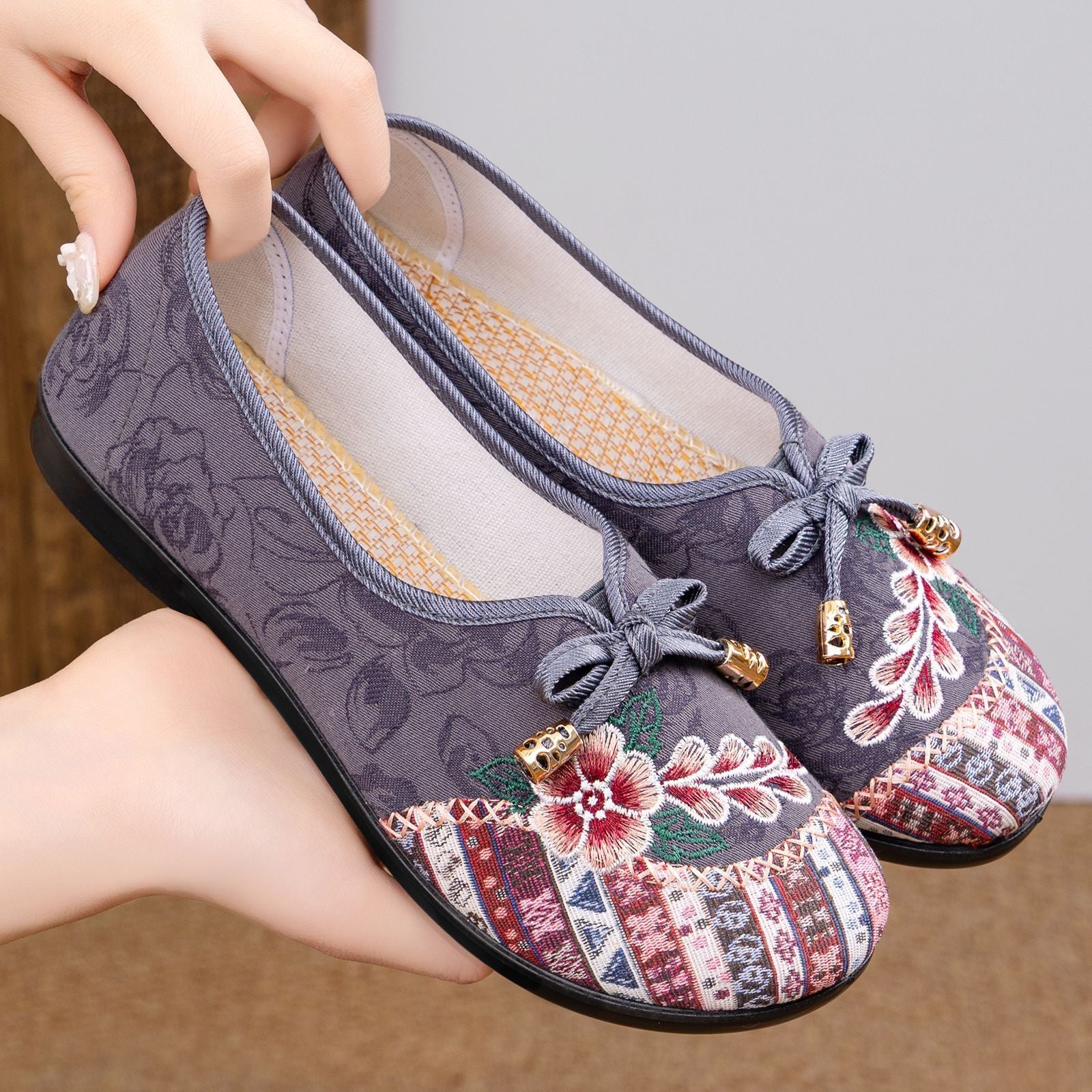 Damen Handbestickte Ballerinas R&B