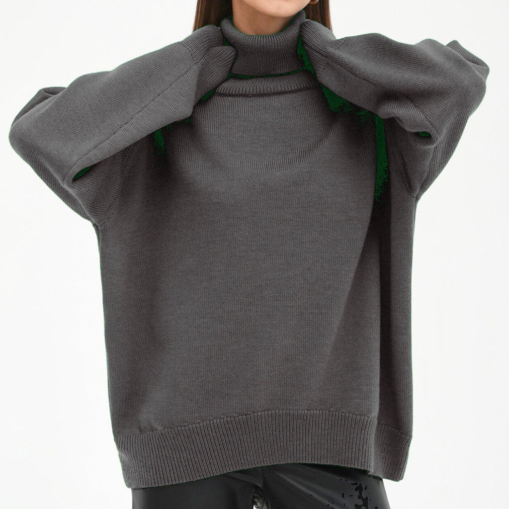 Damen Oversized Rollkragenpullover mit Rippstruktur R&B