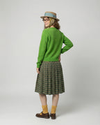 Retro Strickjacke Grün mit Perlenknöpfen Slim Fit Cardigan