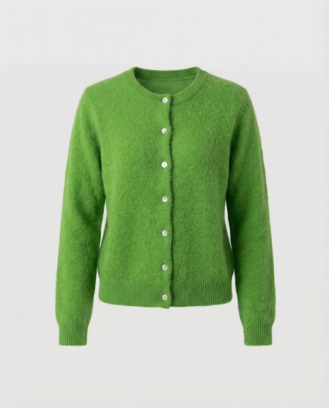 Retro Strickjacke Grün mit Perlenknöpfen Slim Fit Cardigan