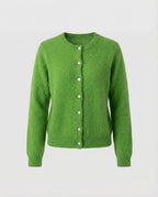 Retro Strickjacke Grün mit Perlenknöpfen Slim Fit Cardigan