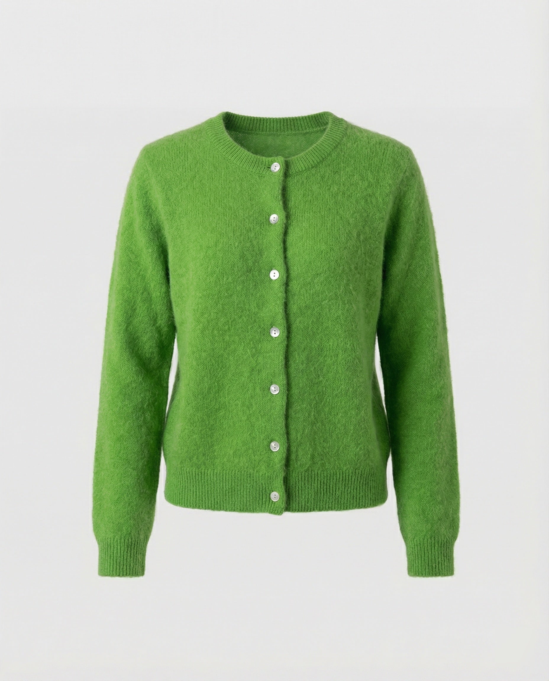 Retro Strickjacke Grün mit Perlenknöpfen Slim Fit Cardigan