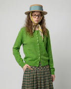 Retro Strickjacke Grün mit Perlenknöpfen Slim Fit Cardigan