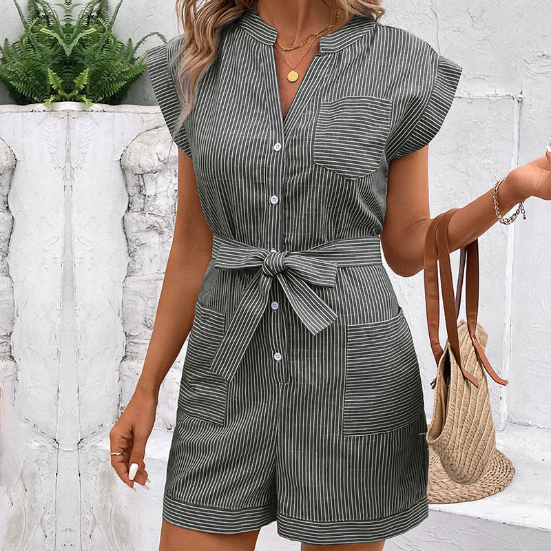 Damen Kurzoverall mit modischen Streifen R&B