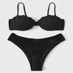 Damen Triangel-Bikini mit strukturierter Haptik und hochgeschnittenem Unterteil R&B