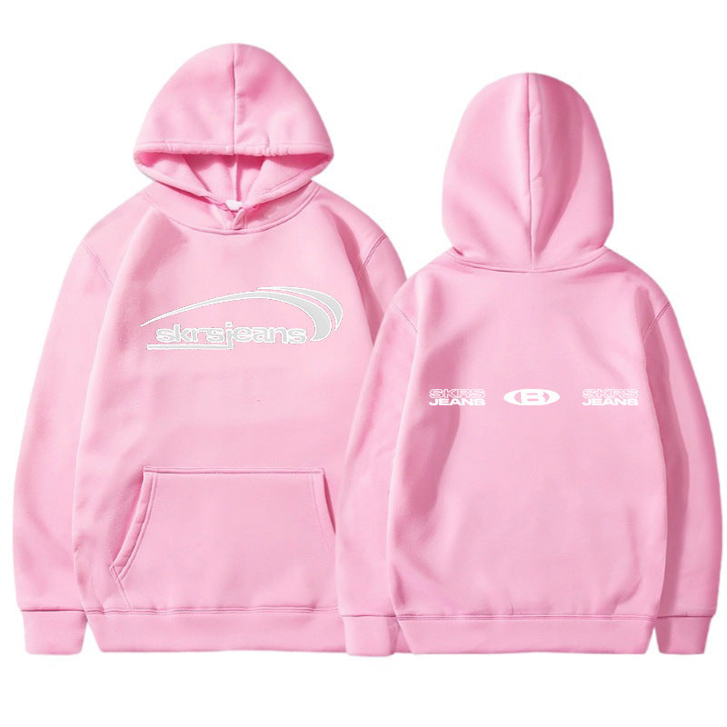 Damen Kapuzensweater mit modernem Logo-Design und praktischen Kängurutaschen R&B