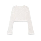Damen Cropped Strickoberteil mit elegantem Längs-Muster R&B