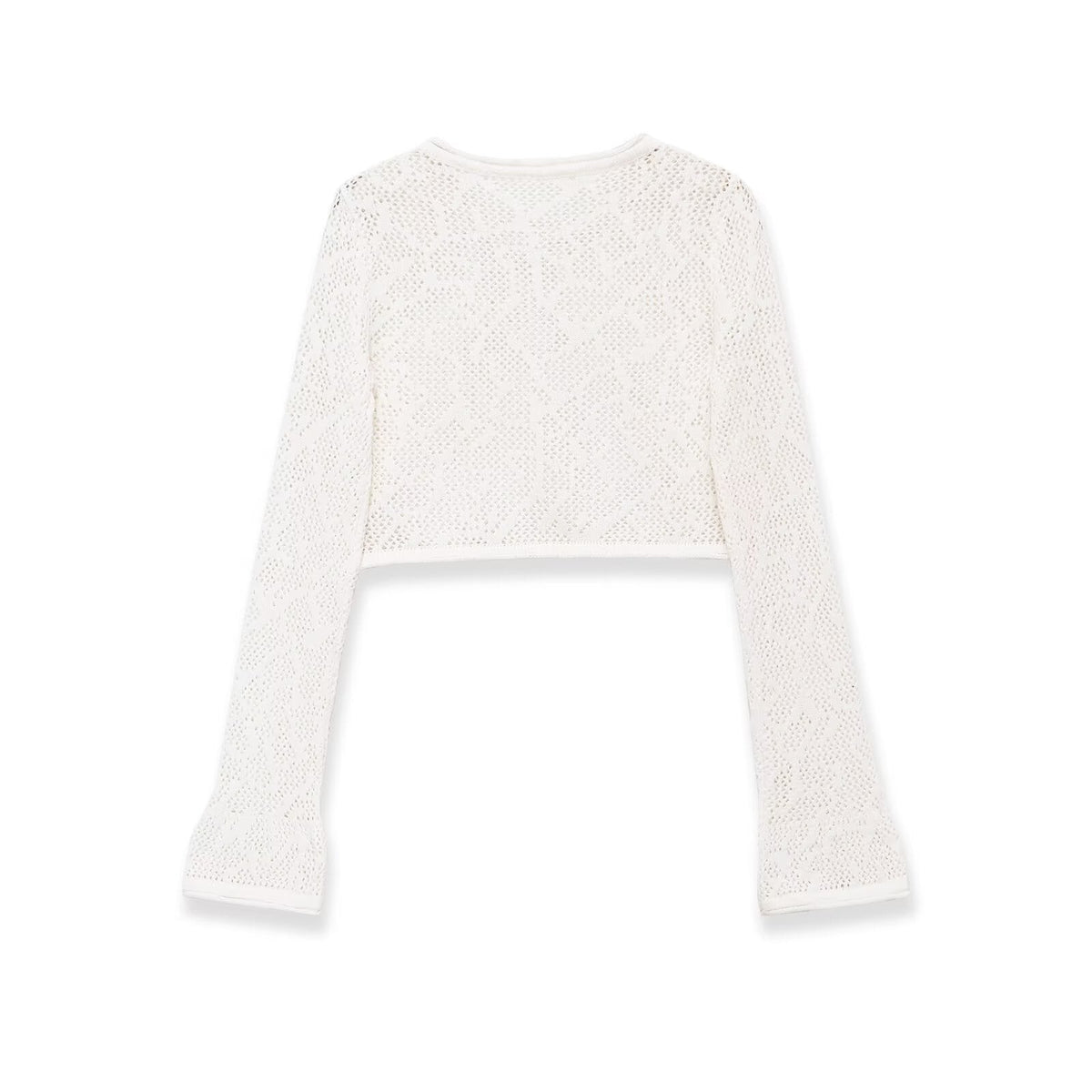 Damen Cropped Strickoberteil mit elegantem Längs-Muster R&B
