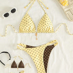 Damen Triangel-Bikini mit besonders feinem Pünktchenmuster und verstellbaren Trägern R&B