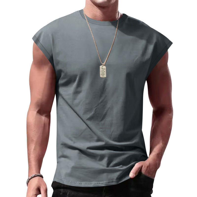 Herren nan lockeres ärmelloses Muskelshirt aus Baumwolljersey mit überschnittener Schulterpartie R&B
