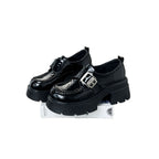 Damen elegante Schnürschuhe mit klobiger Sohle und modischen Schnallen R&B
