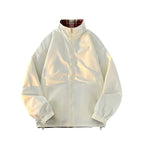 Damen lässige Windjacke mit kariertem Innenfutter und hohem Kragen R&B
