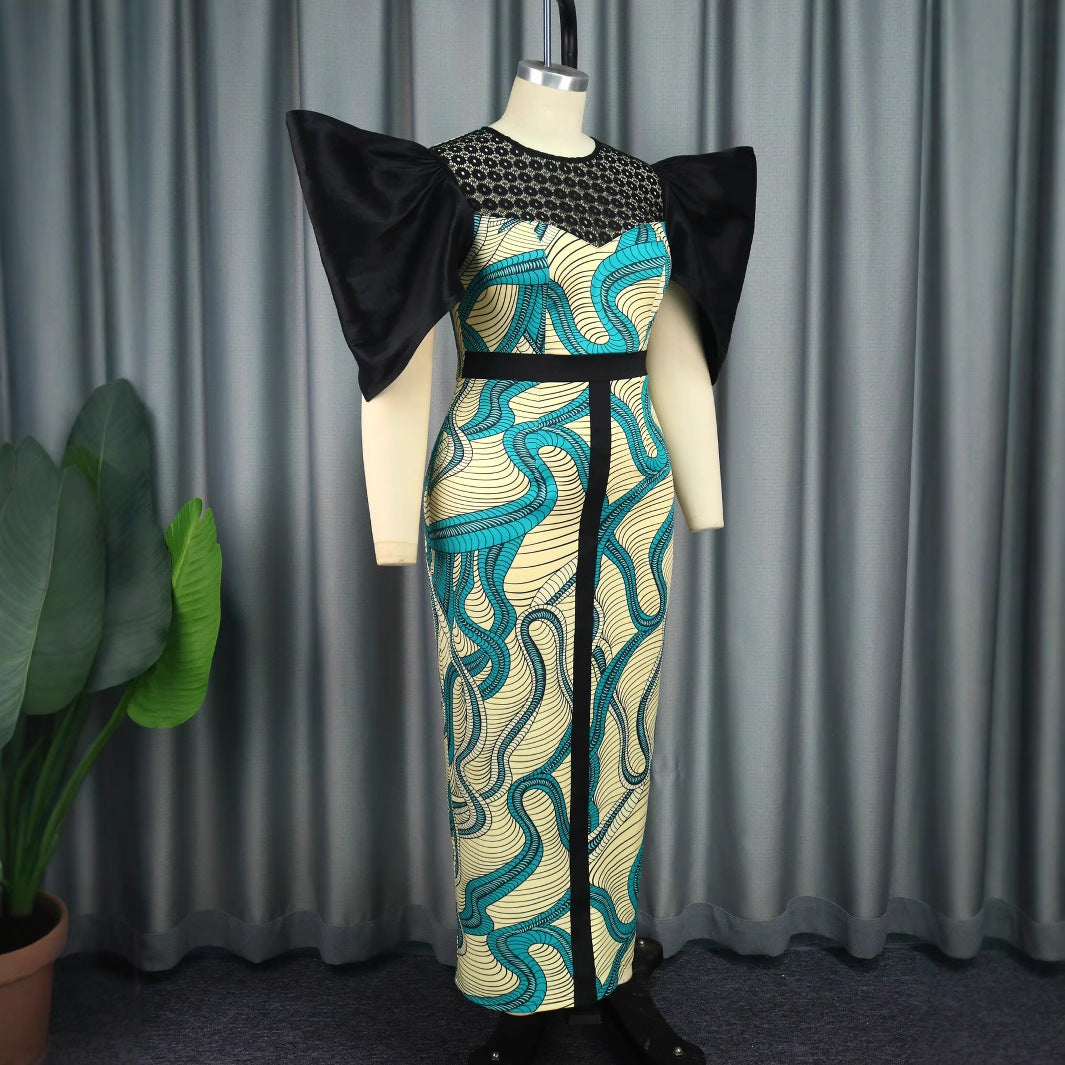 Damen Elegant designendes Maxikleid mit auffälligen Puffärmeln R&B
