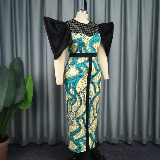 Damen Elegant designendes Maxikleid mit auffälligen Puffärmeln R&B