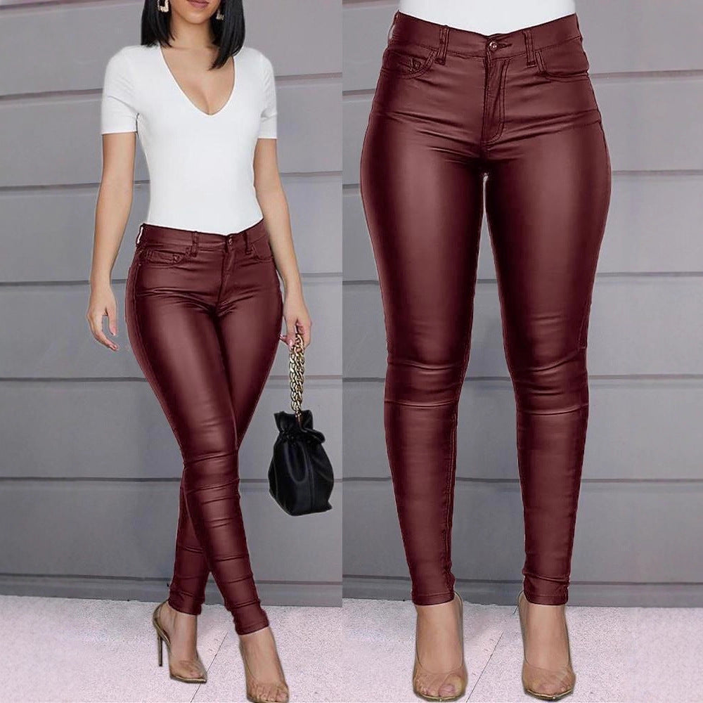 Damen Hochwertige Kunstlederhose R&B