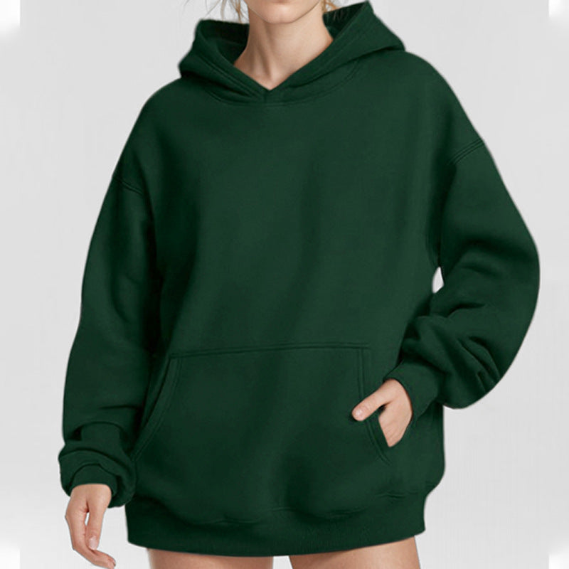 Damen Lockere Kapuzenpullover aus weichem Fleece mit Kängurutasche R&B