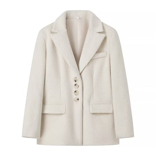 Damen elegante Veloursjacke mit klassische Knopfdetails R&B