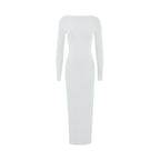 Damen Langarm Maxikleid mit elegantem Schnitt und figurbetonendem Design R&B