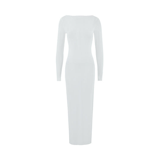 Damen Langarm Maxikleid mit elegantem Schnitt und figurbetonendem Design R&B