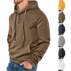 Herren nan geometrischer Struktur-Kapuzenpullover mit Henley-Blende und Kängurutasche R&B