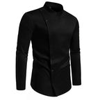 Herren modisches Hemd mit asymmetrischem Knopfdesign und elegantem Stehkragen R&B