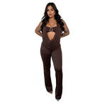 Damen Eleganter Jumpsuit mit anpassbarem Ausschnitt und schickem Gürtel R&B