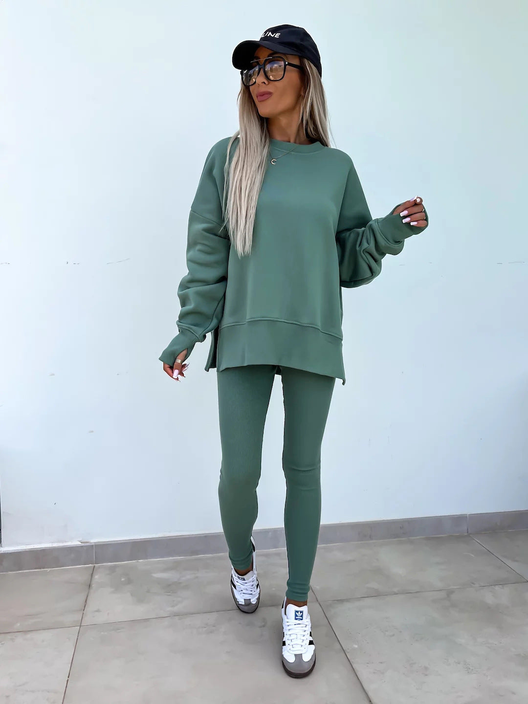 Damen lässiger Oversized-Sweater und leggings im Set R&B