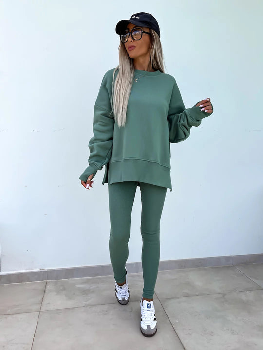 Damen lässiger Oversized-Sweater und leggings im Set R&B