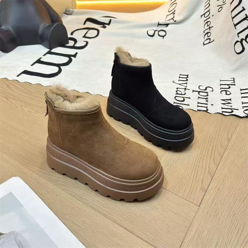Damen modische Ankle-Boots mit flauschigem Innenfutter und rutschfester Sohle R&B