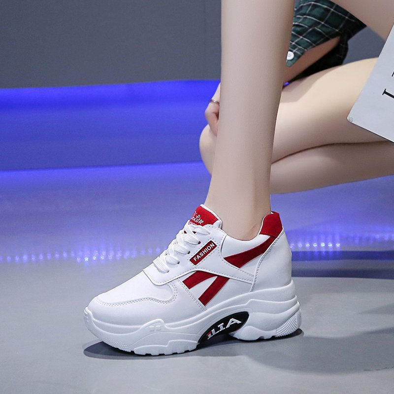 Damen modische Sneakers mit hoher Plateau-Sohle und sportlichem Design R&B