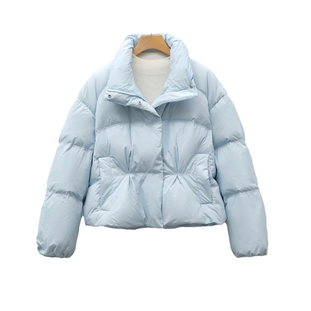 Damen modische gesteppte Kurzjacke mit hohem Kragen und praktischen Taschen R&B
