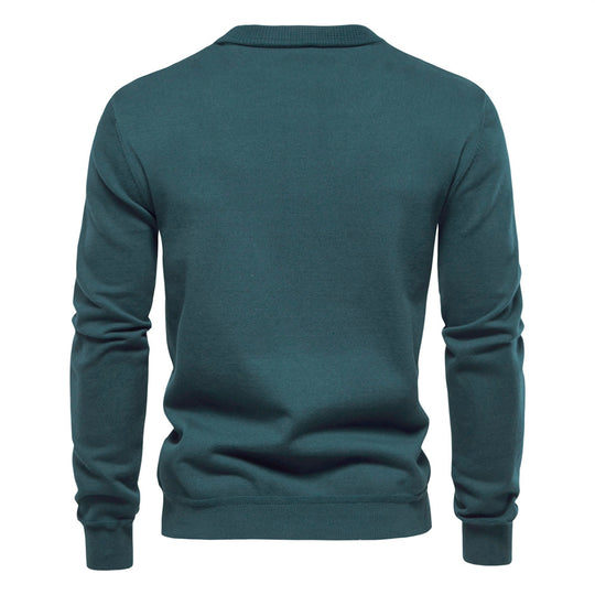 Herren Strickjacke mit V-Ausschnitt und modischen Holzknöpfen R&B