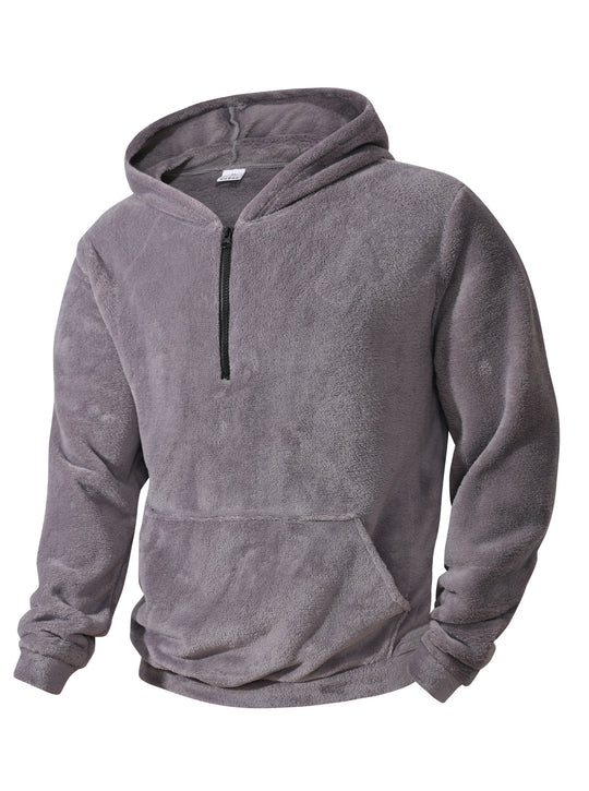 Herren Fleece-Hoodie mit innovativem halblangem Reißverschluss R&B