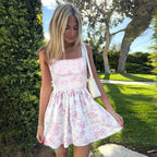 Damen Sommerliches Blumenkleid mit quadratischem Ausschnitt R&B
