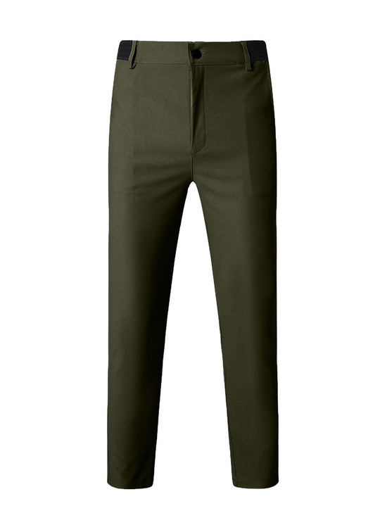 Herren elegante Slim-Fit Freizeithose mit elastischem Bund und klassischen Details R&B