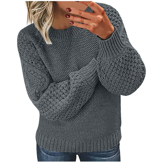 Damen Strickpullover mit voluminösen Ärmeln und strukturierter Oberfläche R&B