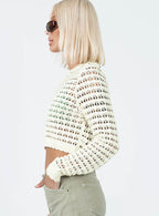 Damen gehäkeltes Crop-Top mit modischer Lochstruktur R&B
