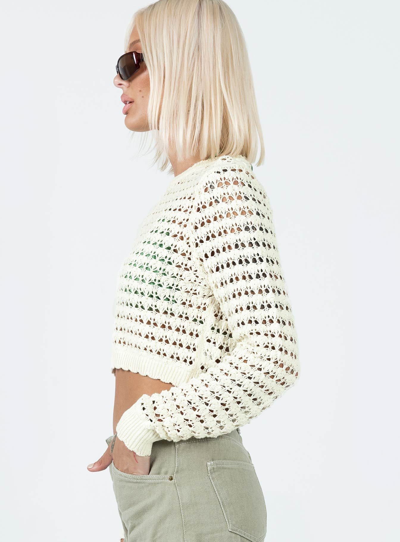 Damen gehäkeltes Crop-Top mit modischer Lochstruktur R&B