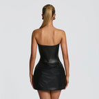 Damen Elegantes Hautenger Strapless Minikleid mit Rüschendetails R&B