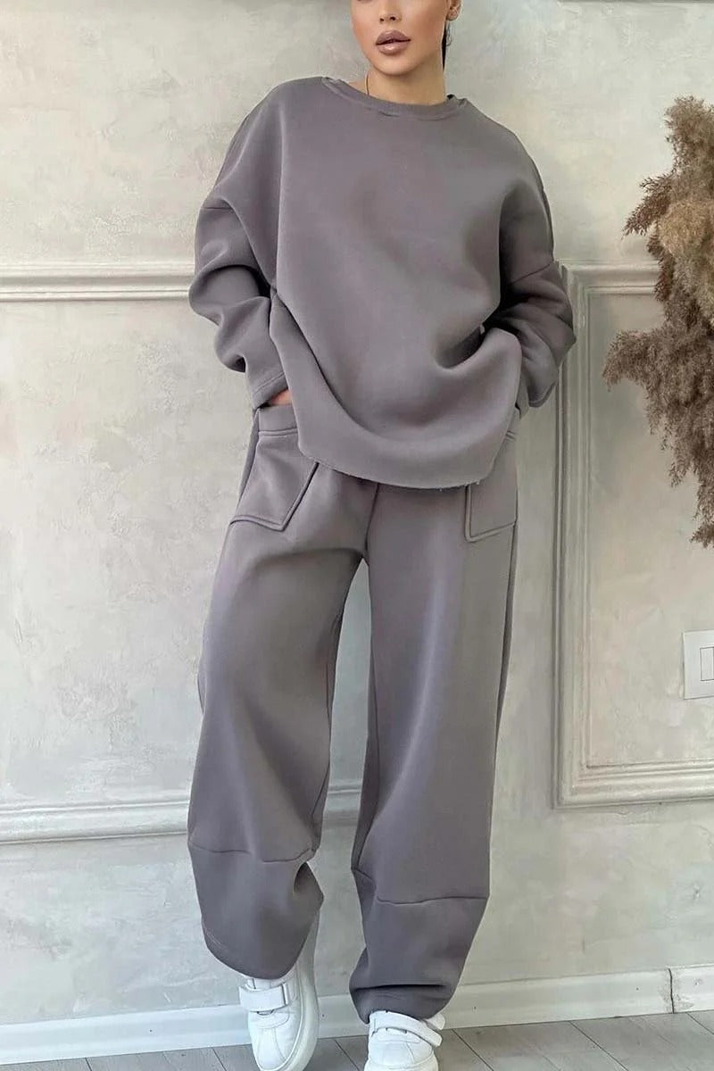 Damen Cozy Oversized Sweat-Set mit geräumigen Taschen und angenehmem Schnitt R&B